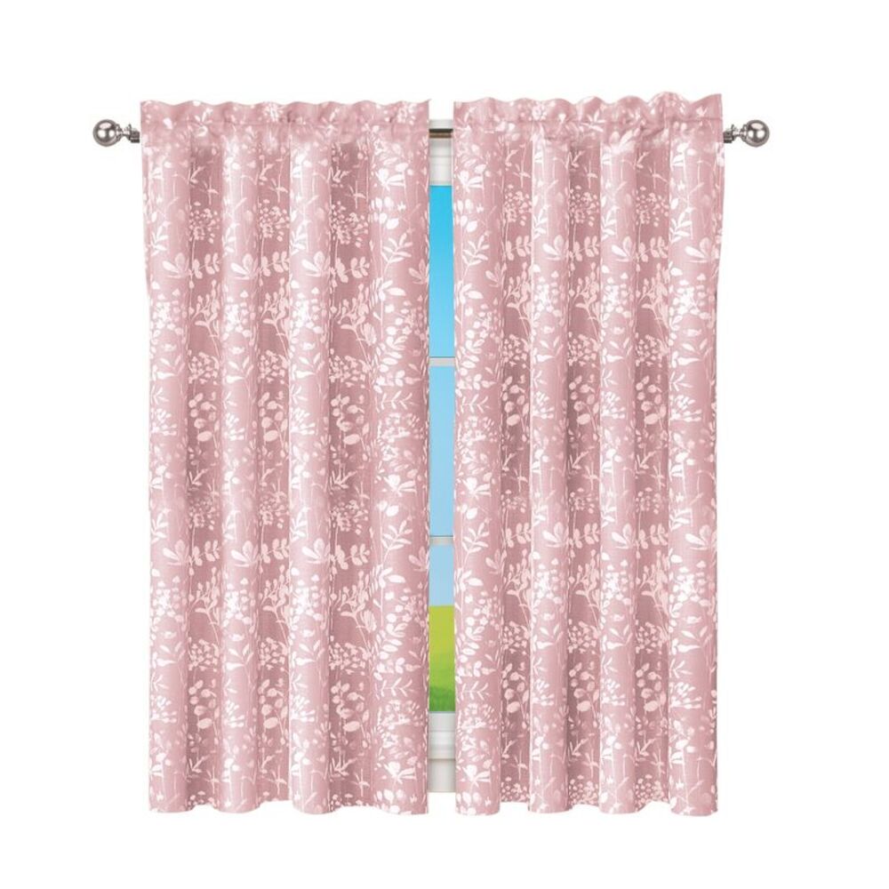 Collections Etc Charlotte Floral Design Rod Pocket Top Curtains